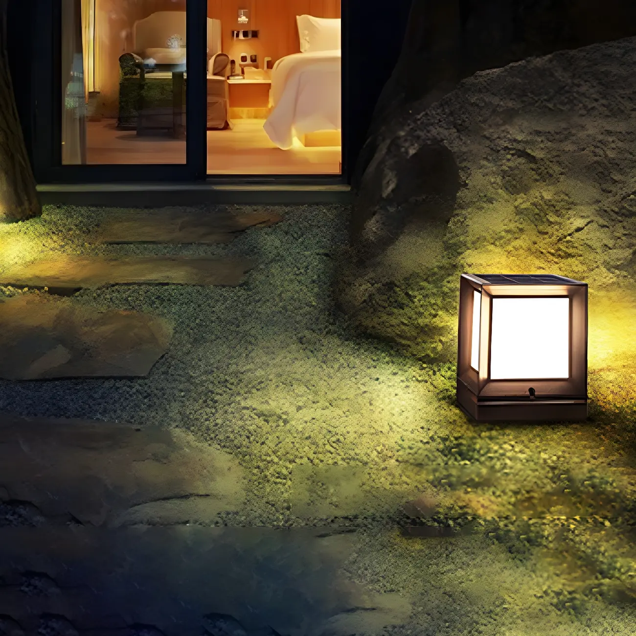 Waterproof Metal Black Square Solar Outdoor Post Lights | homeyfad