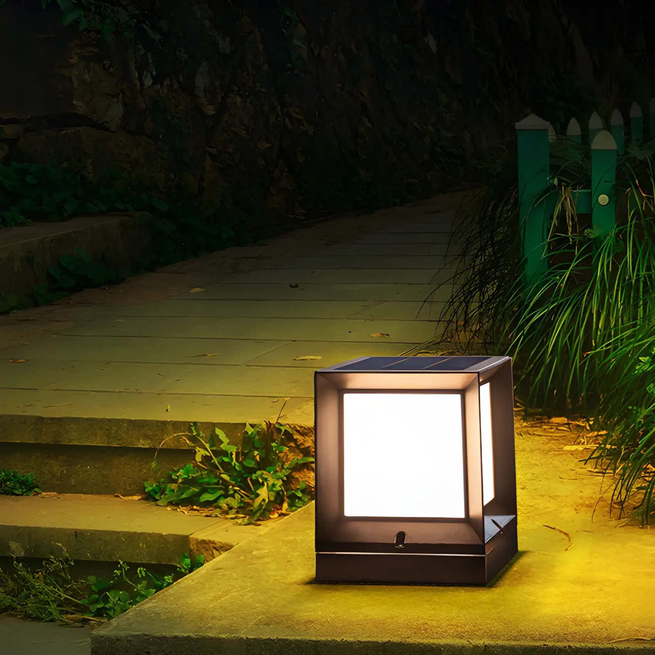 Waterproof Metal Black Square Solar Outdoor Post Lights | homeyfad