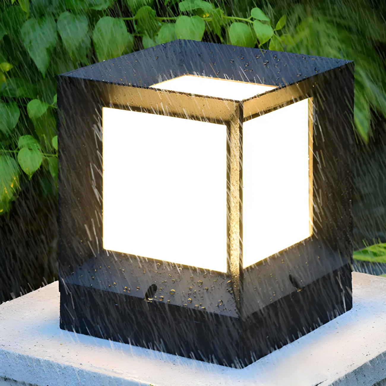 Waterproof Metal Black Square Solar Outdoor Post Lights | homeyfad