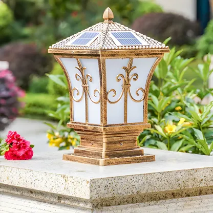 Vintage Metal Bronze Solar Outdoor Post Lights Image - 1