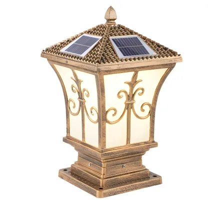 Vintage Metal Bronze Solar Outdoor Post Lights Image - 6