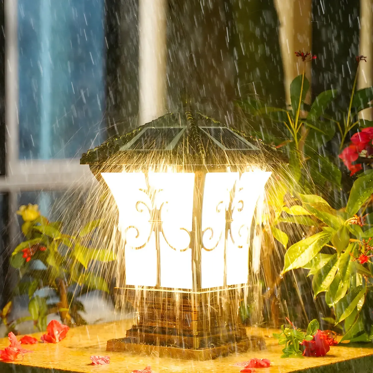 Vintage Metal Bronze Solar Outdoor Post Lights Image - 3