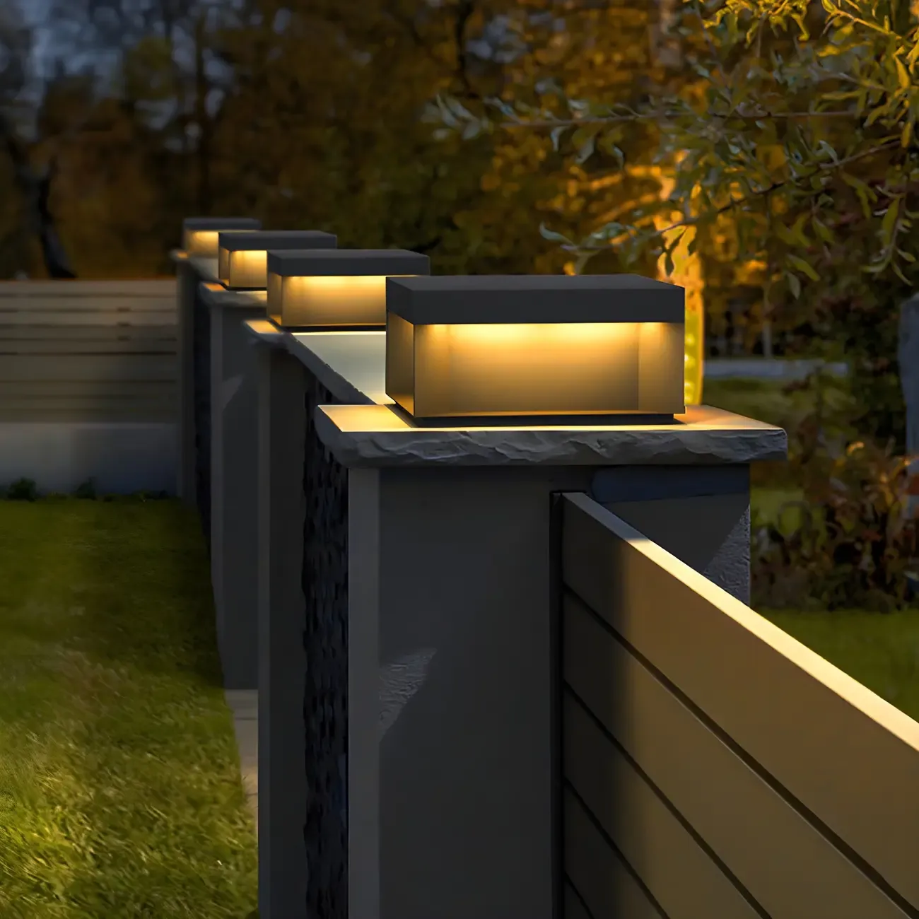 Modern Clear Black Cubic Solar Post Cap Light Image - 1