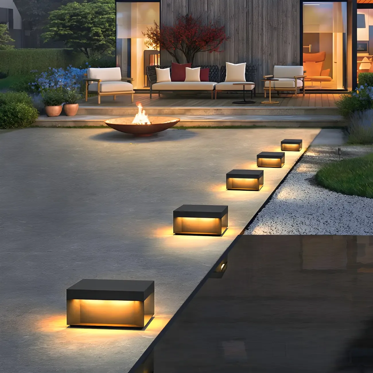 Modern Clear Black Cubic Solar Post Cap Light Image - 3