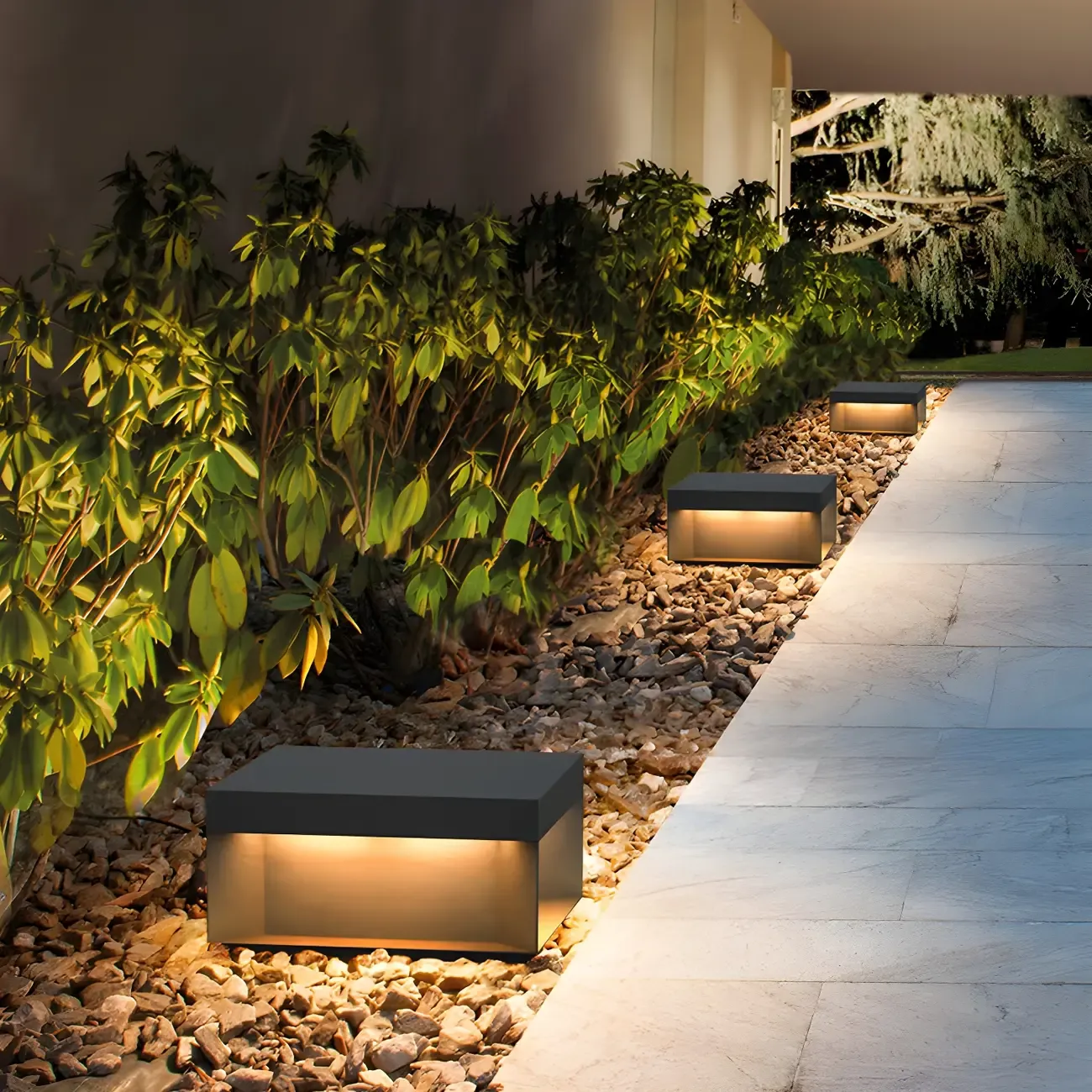 Modern Clear Black Cubic Solar Post Cap Light Image - 5