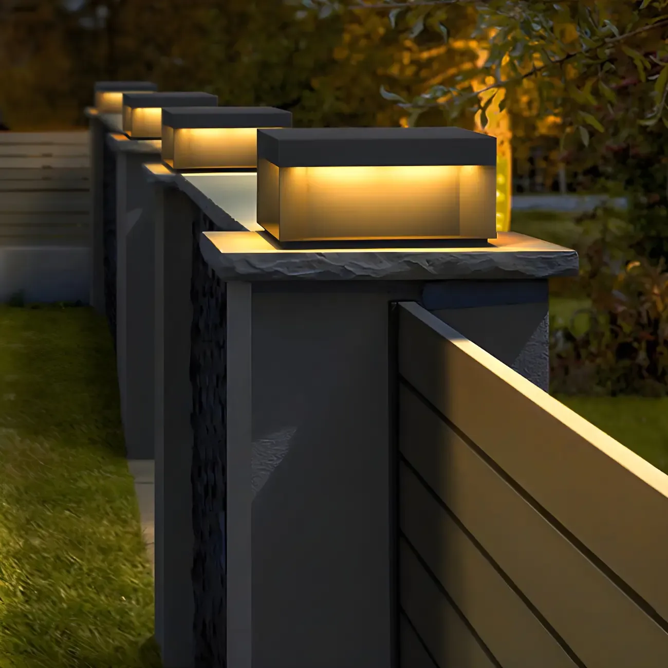 Modern Clear Black Cubic Solar Post Cap Light Image - 6