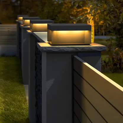 Modern Clear Black Cubic Solar Post Cap Light Image - 6