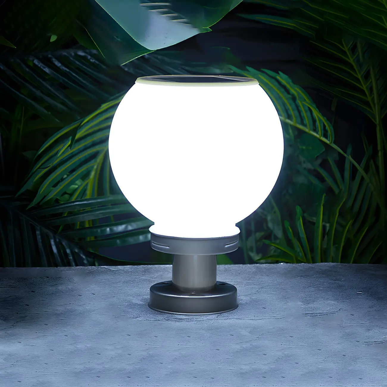 Modern White Ball Solar Outdoor Post Lights | homeyfad
