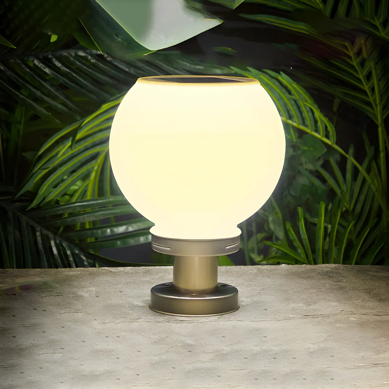 Modern White Ball Solar Outdoor Post Lights | homeyfad