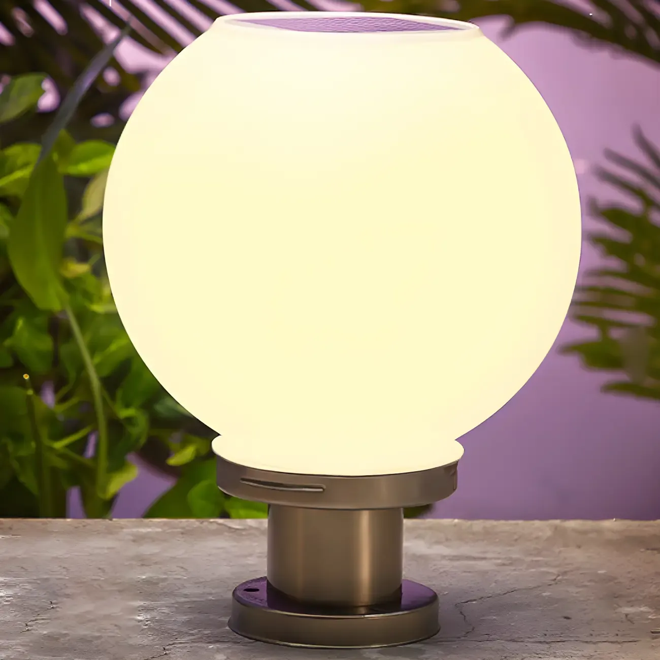 Modern White Ball Solar Outdoor Post Lights