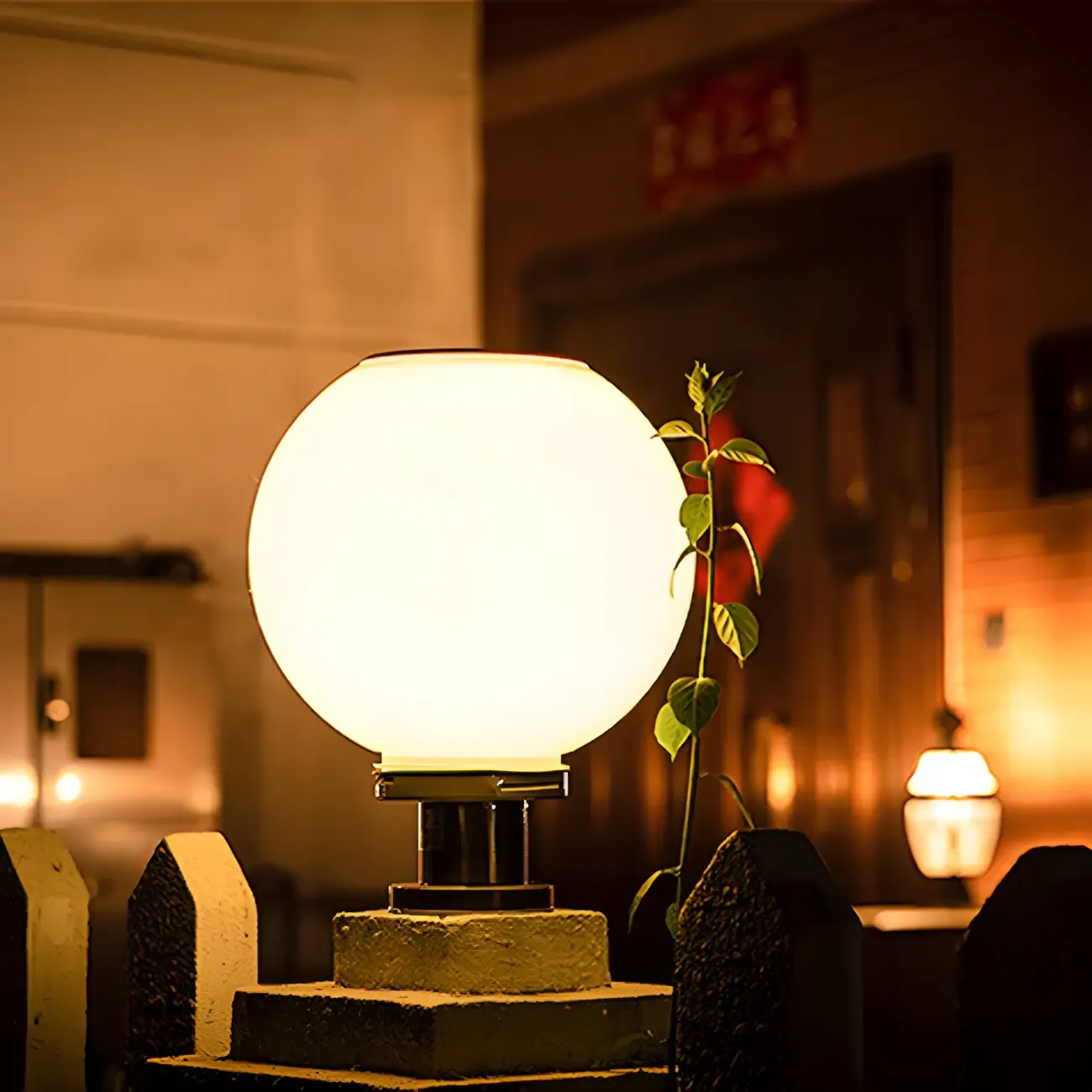 Modern White Ball Solar Outdoor Post Lights