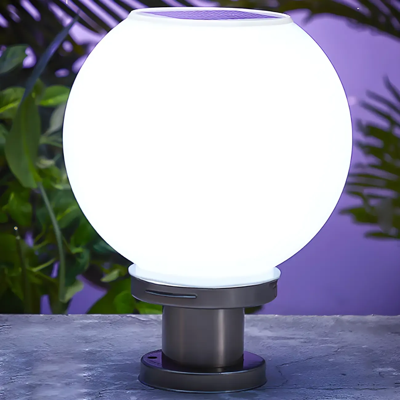 Modern White Ball Solar Outdoor Post Lights | HomeyFad