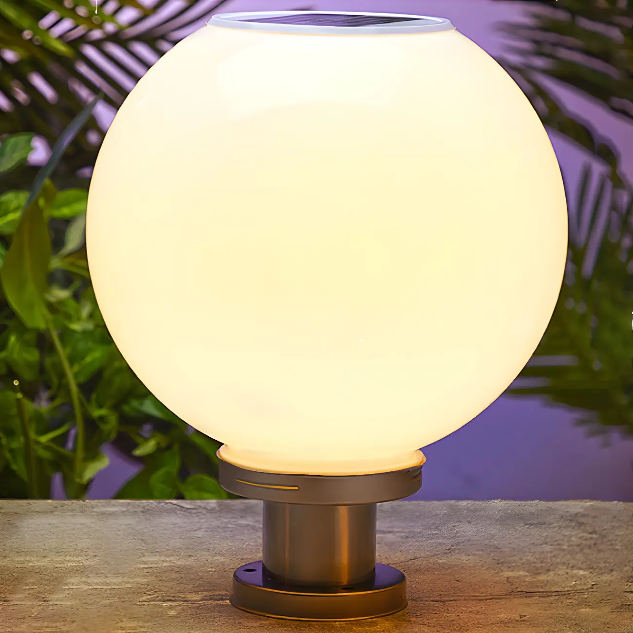 Modern White Ball Solar Outdoor Post Lights | homeyfad