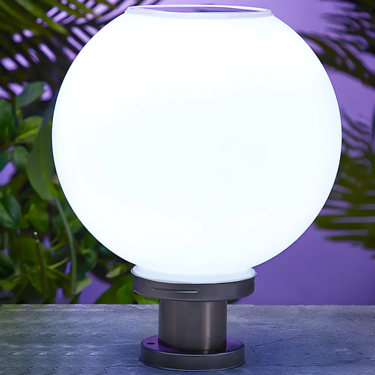 Modern White Ball Solar Outdoor Post Lights | homeyfad