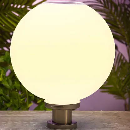 Modern White Ball Solar Outdoor Post Lights