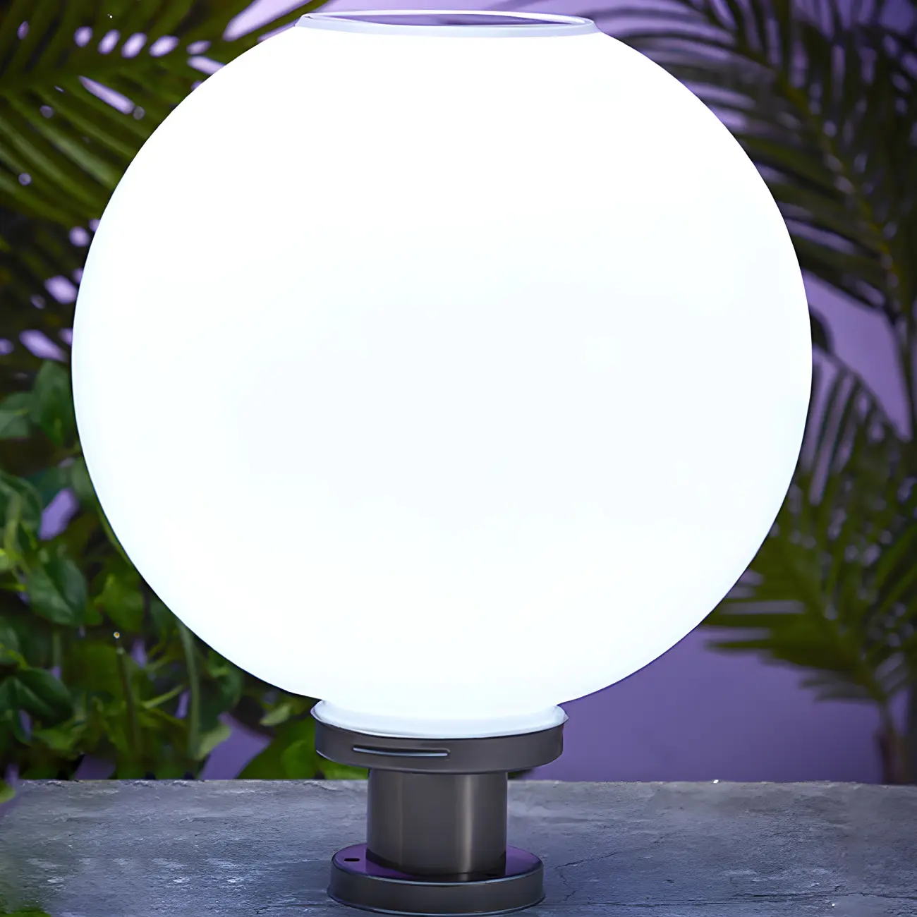 Modern White Ball Solar Outdoor Post Lights | homeyfad