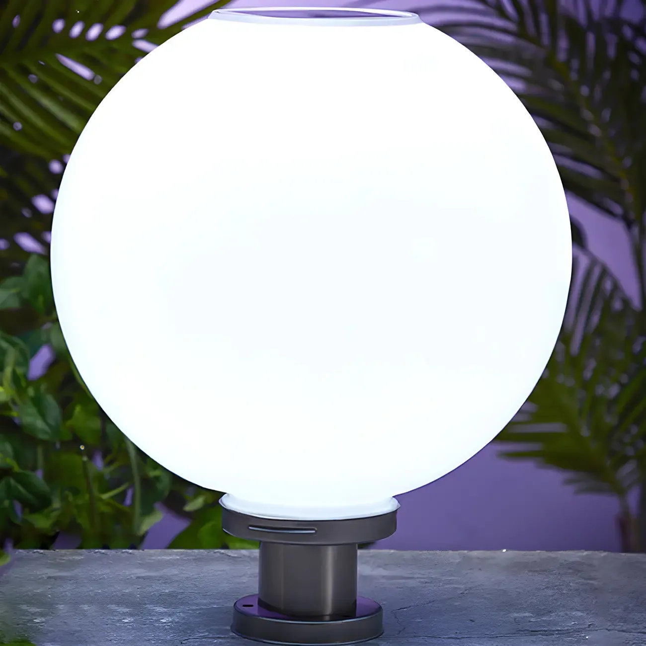 Modern White Ball Solar Outdoor Post Lights