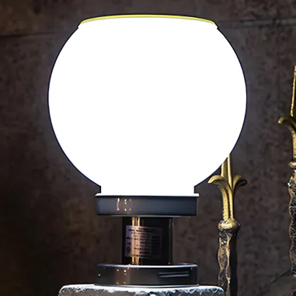Modern White Ball Solar Outdoor Post Lights