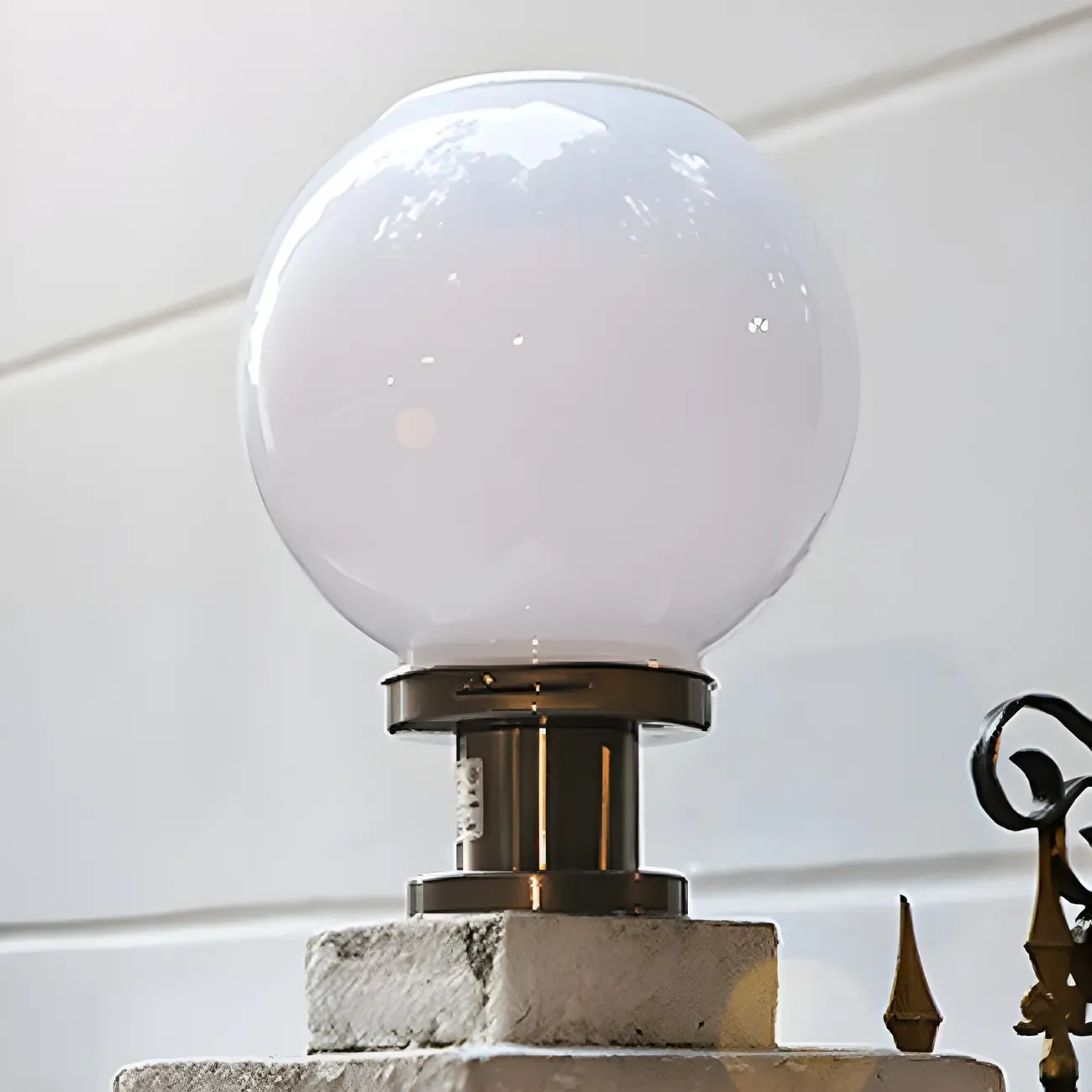 Modern White Ball Solar Outdoor Post Lights