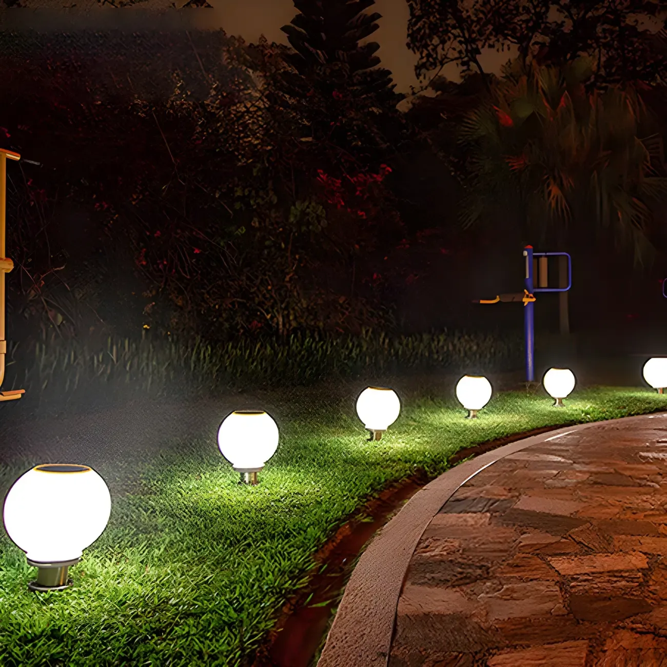 Modern White Ball Solar Outdoor Post Lights