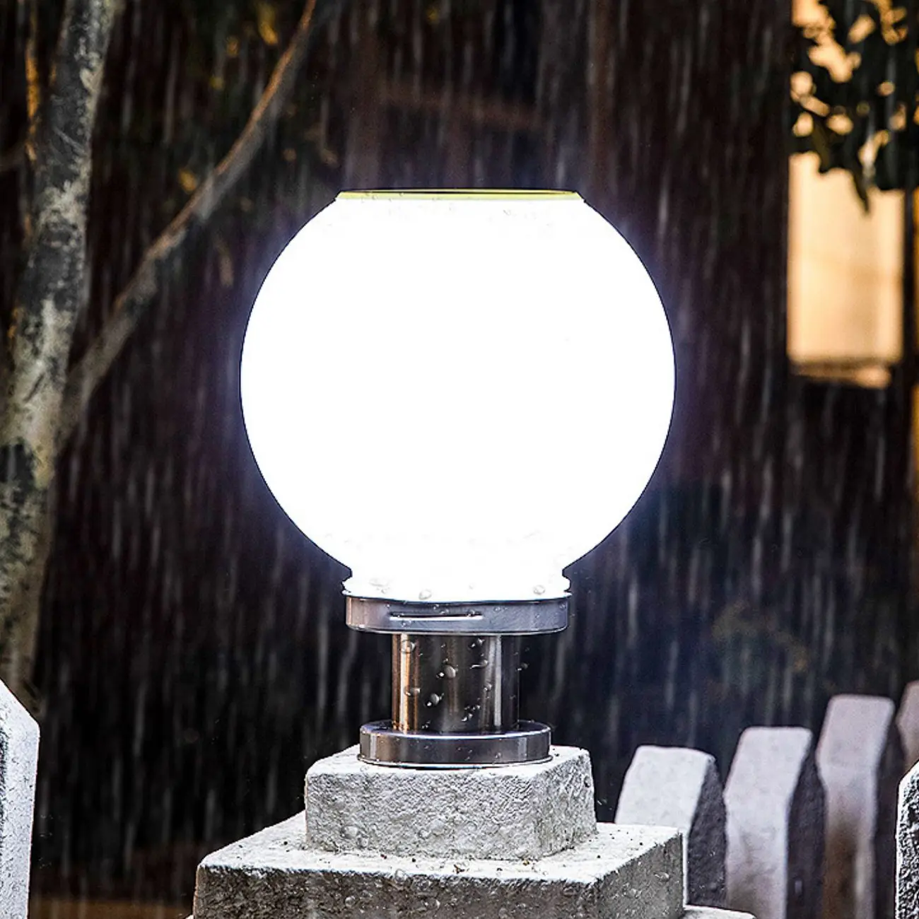 Modern White Ball Solar Outdoor Post Lights | homeyfad