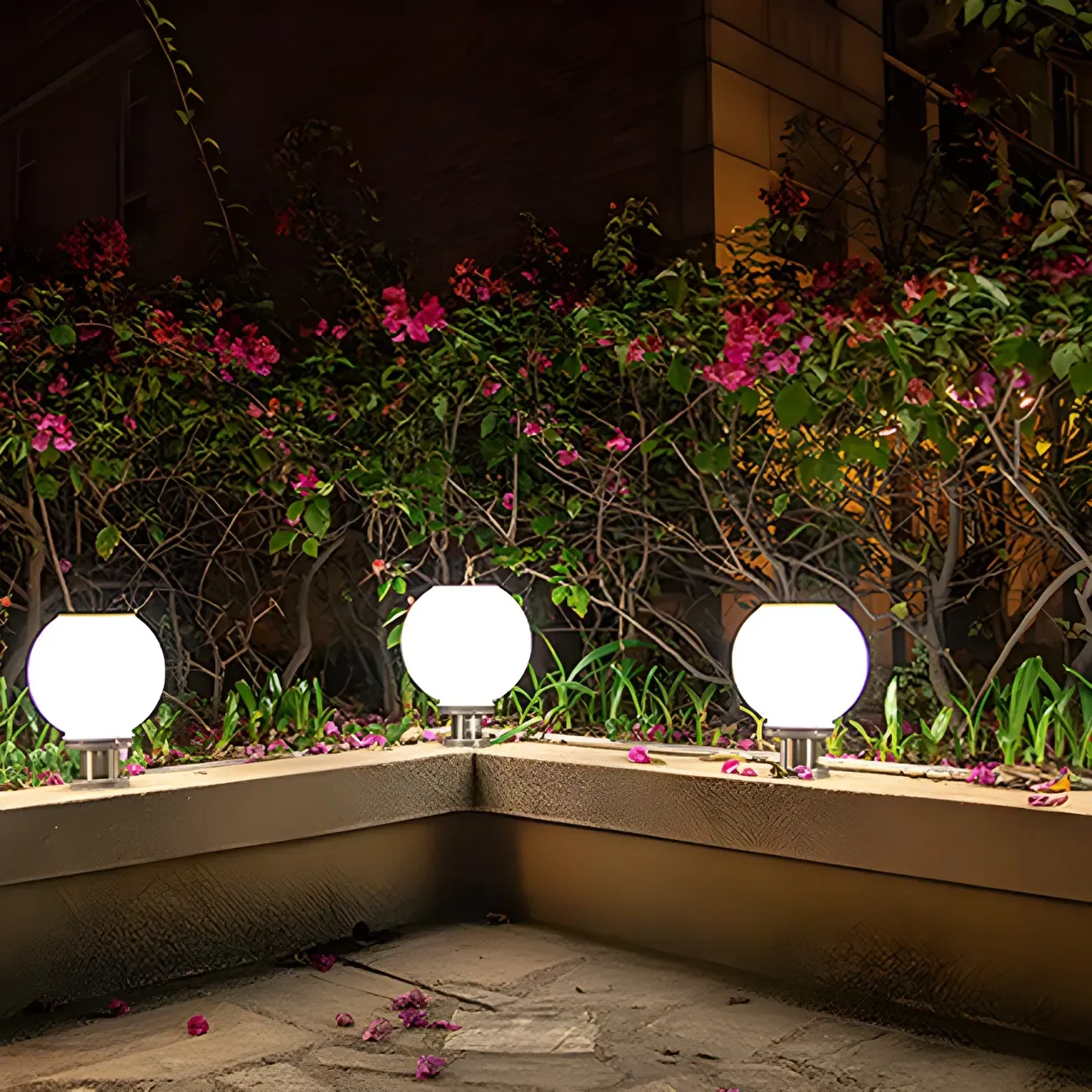 Modern White Ball Solar Outdoor Post Lights