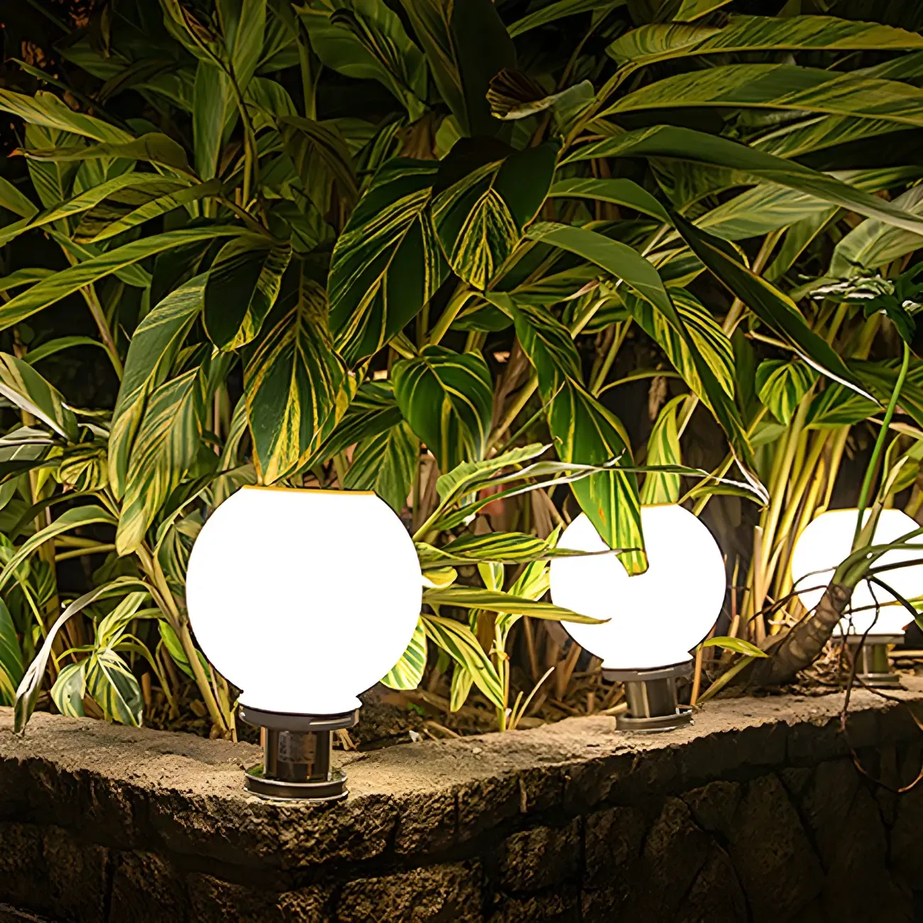 Modern White Ball Solar Outdoor Post Lights