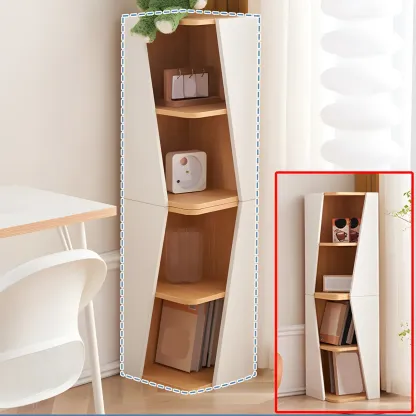 Artistic Modern White Wooden Corner Bookcase  Image - 6