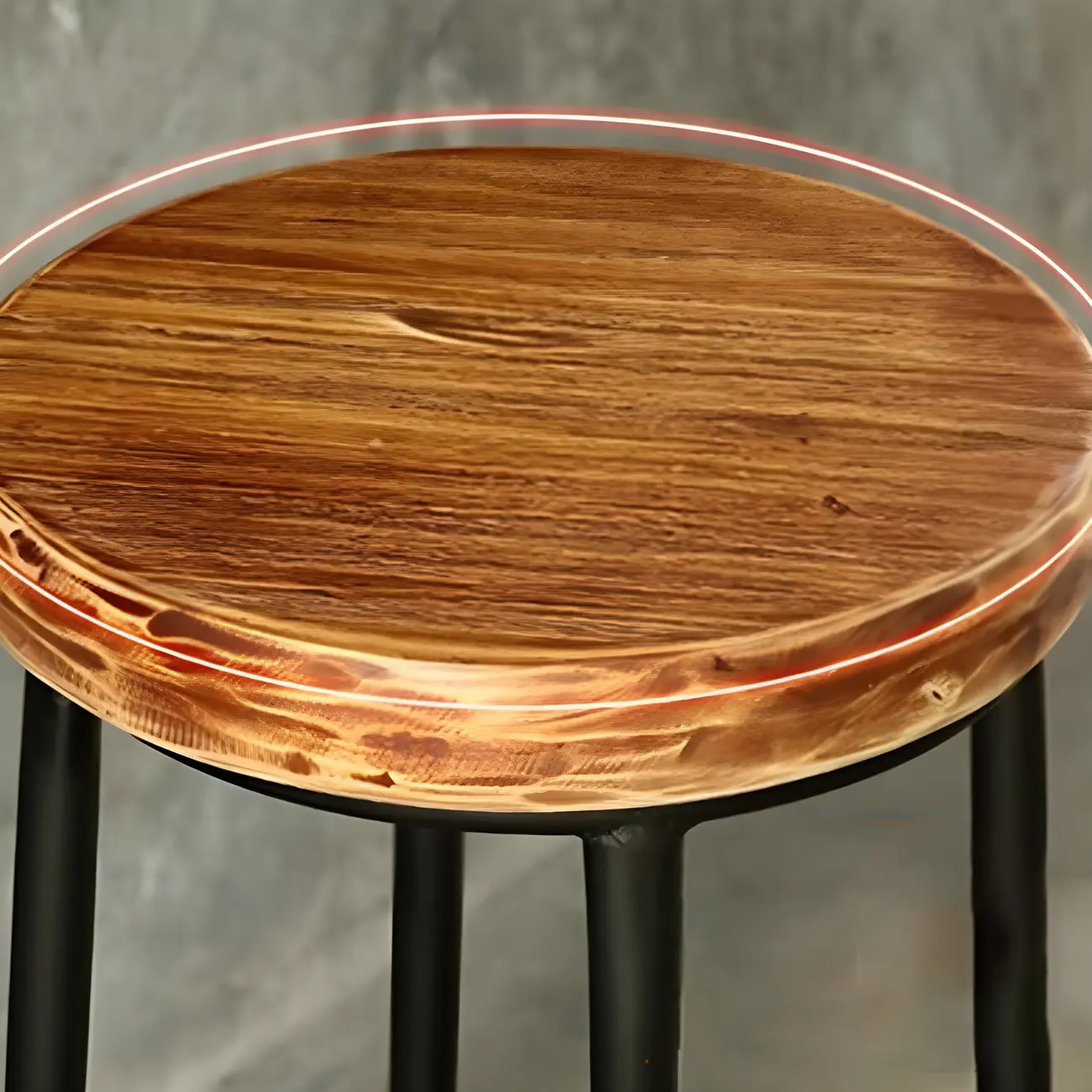 Backless Industrial Round Wooden Bar Stools Image - 11 | homeyfad