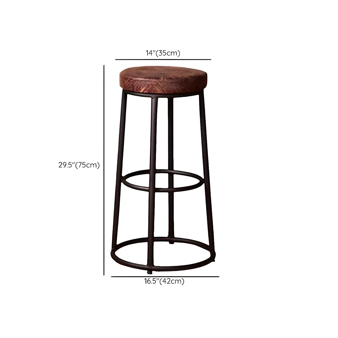 Backless Industrial Round Wooden Bar Stools Image - 21 | homeyfad