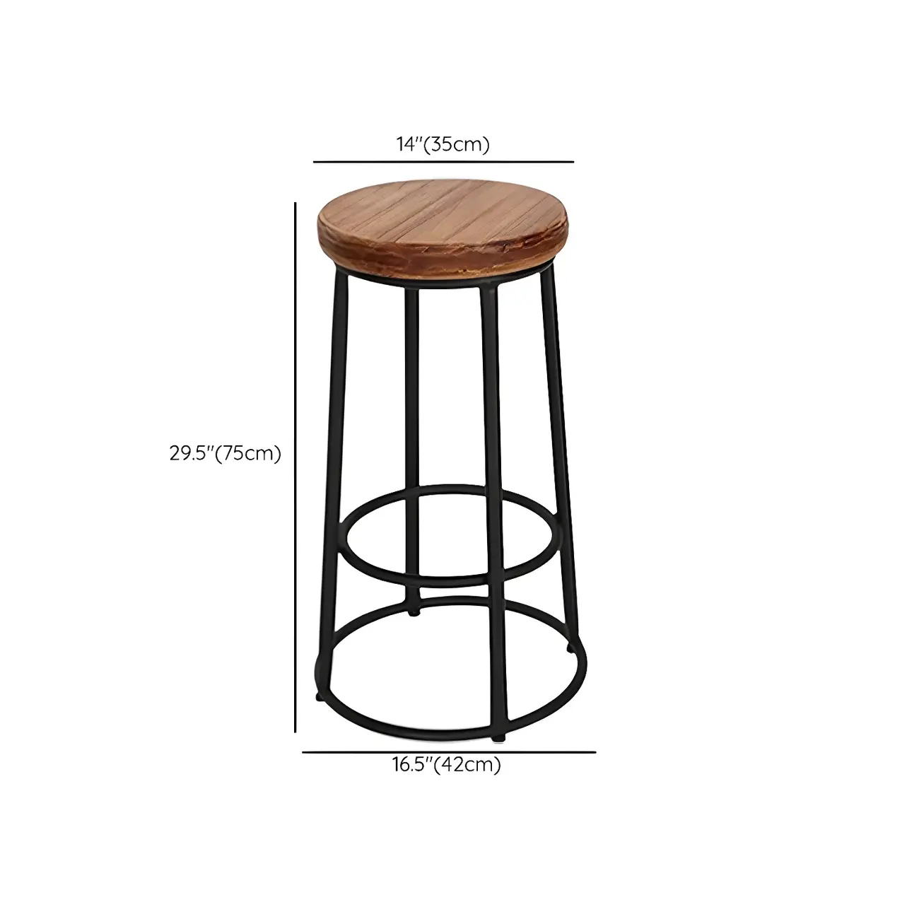 Backless Industrial Round Wooden Bar Stools Image - 22 | homeyfad