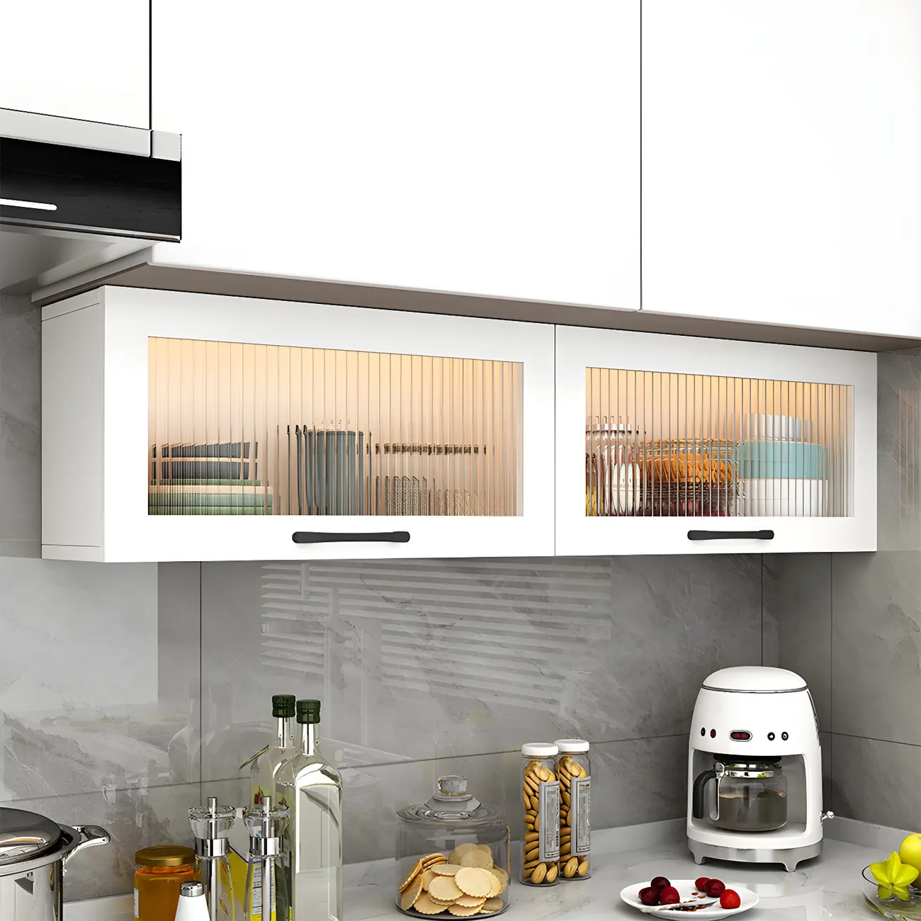 Kitchen White Wood Wall-Mounted Storage China Cabinets Image - 1 | homeyfad
