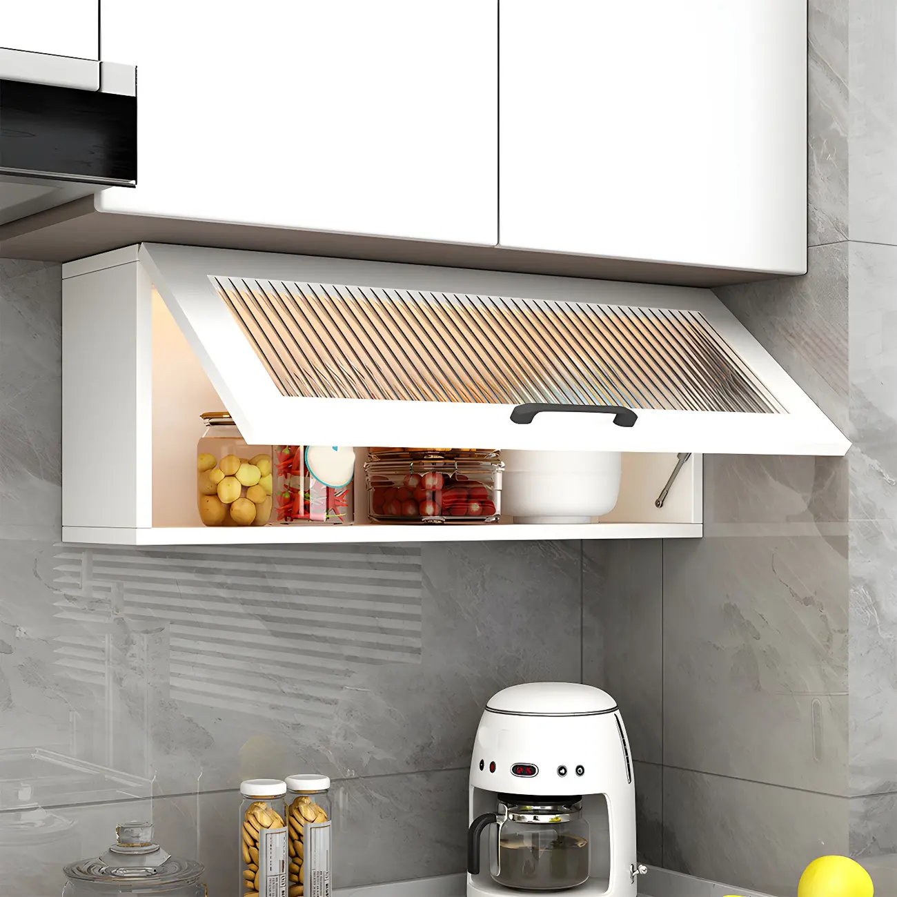 Kitchen White Wood Wall-Mounted Storage China Cabinets Image - 6 | homeyfad