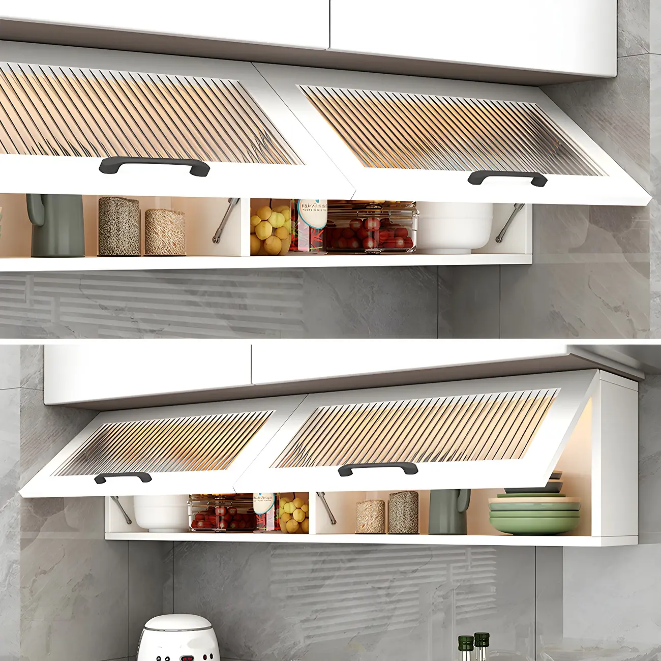 Kitchen White Wood Wall-Mounted Storage China Cabinets Image - 13 | homeyfad