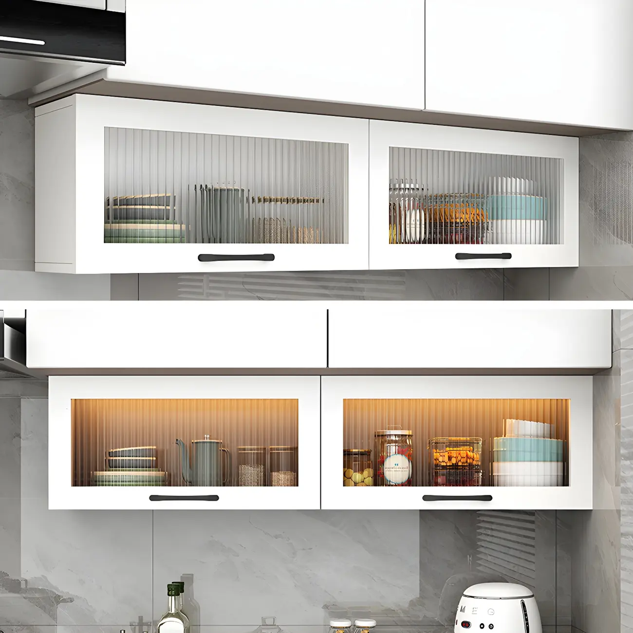 Kitchen White Wood Wall-Mounted Storage China Cabinets Image - 14 | homeyfad