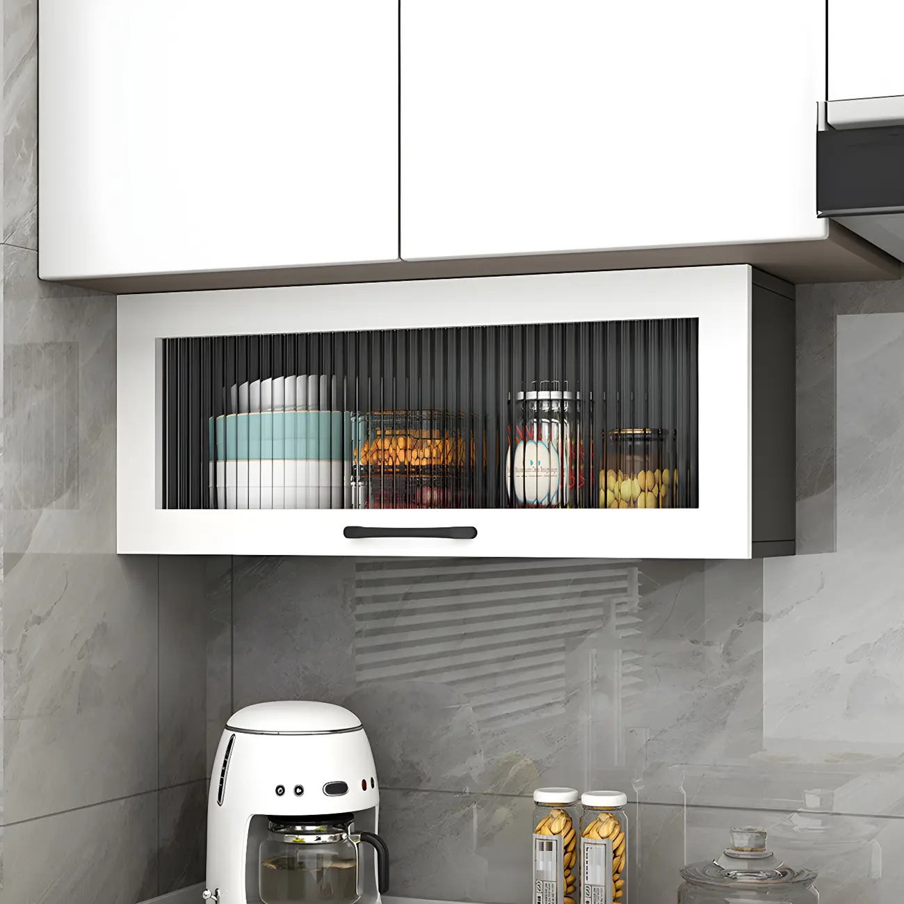 Kitchen White Wood Wall-Mounted Storage China Cabinets Image - 17 | homeyfad