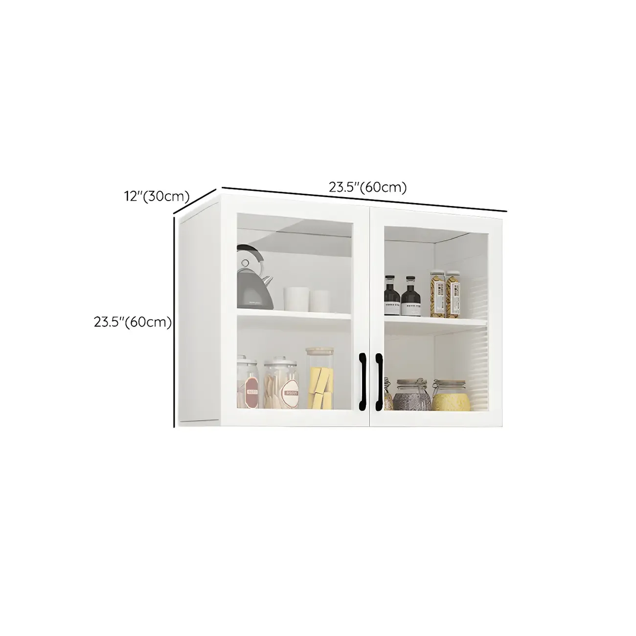 White Rectangular Wall-Mounted Wood Display Cabinet #size