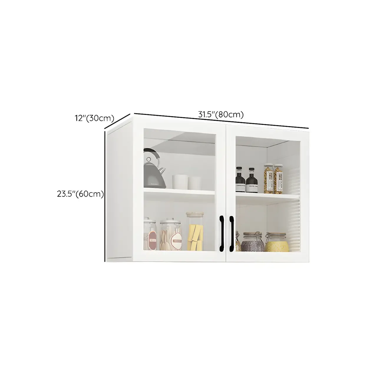 White Rectangular Wall-Mounted Wood Display Cabinet Image - 9