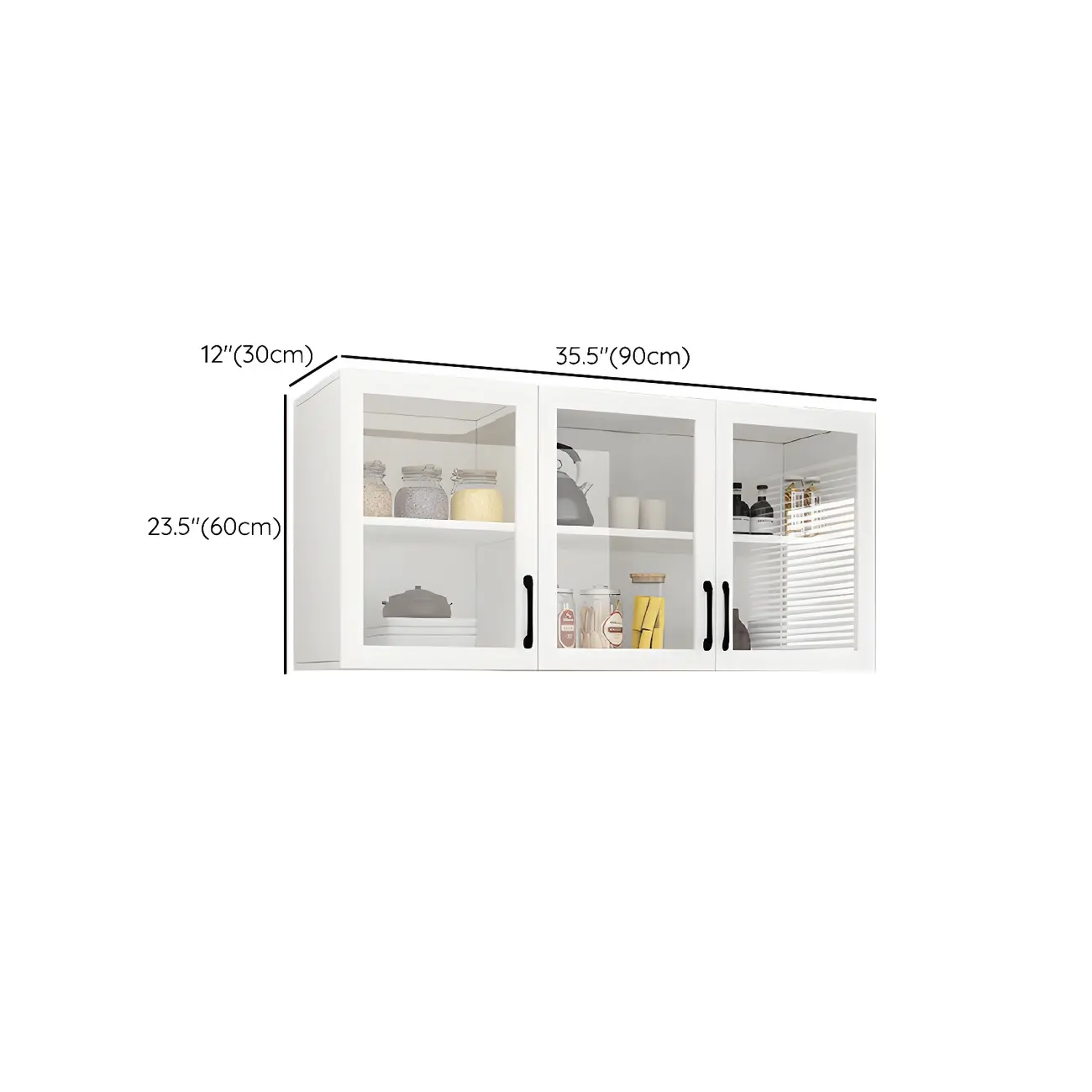 White Rectangular Wall-Mounted Wood Display Cabinet Image - 11 | homeyfad