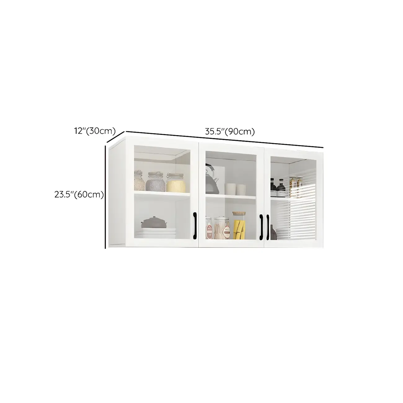 White Rectangular Wall-Mounted Wood Display Cabinet Image - 11
