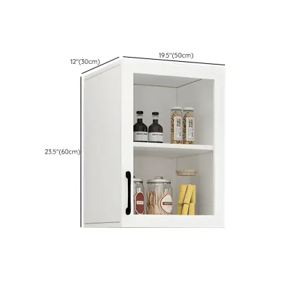 White Rectangular Wall-Mounted Wood Display Cabinet Image - 12