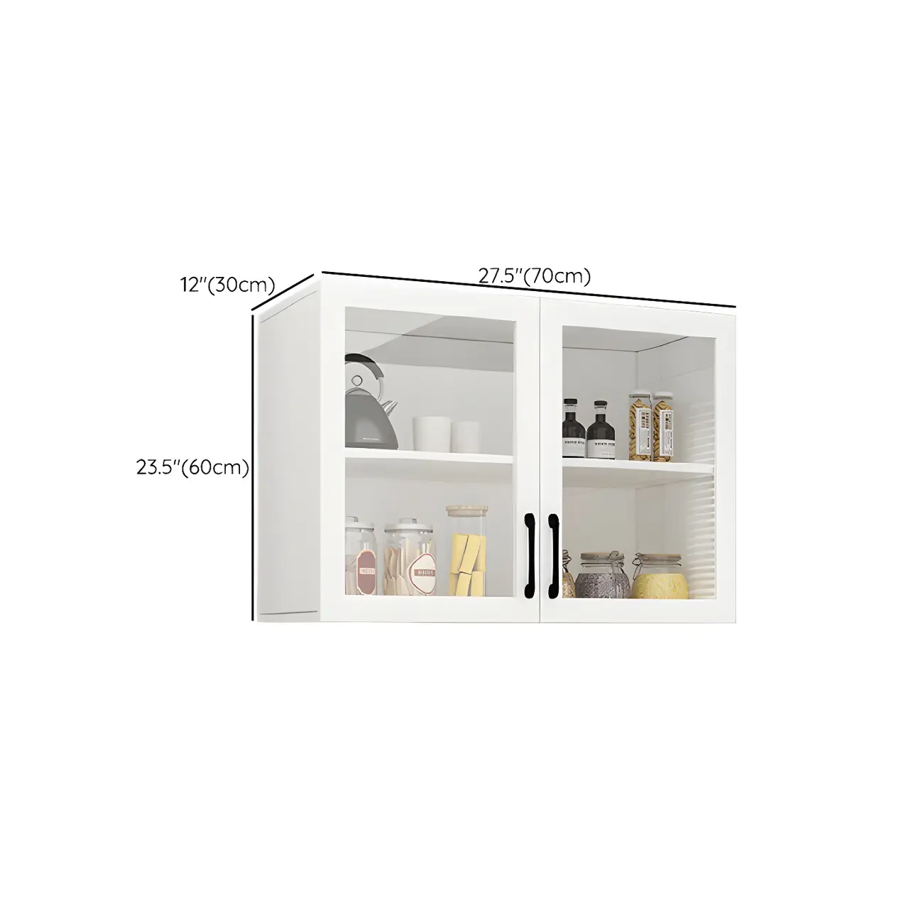 White Rectangular Wall-Mounted Wood Display Cabinet Image - 13 | homeyfad