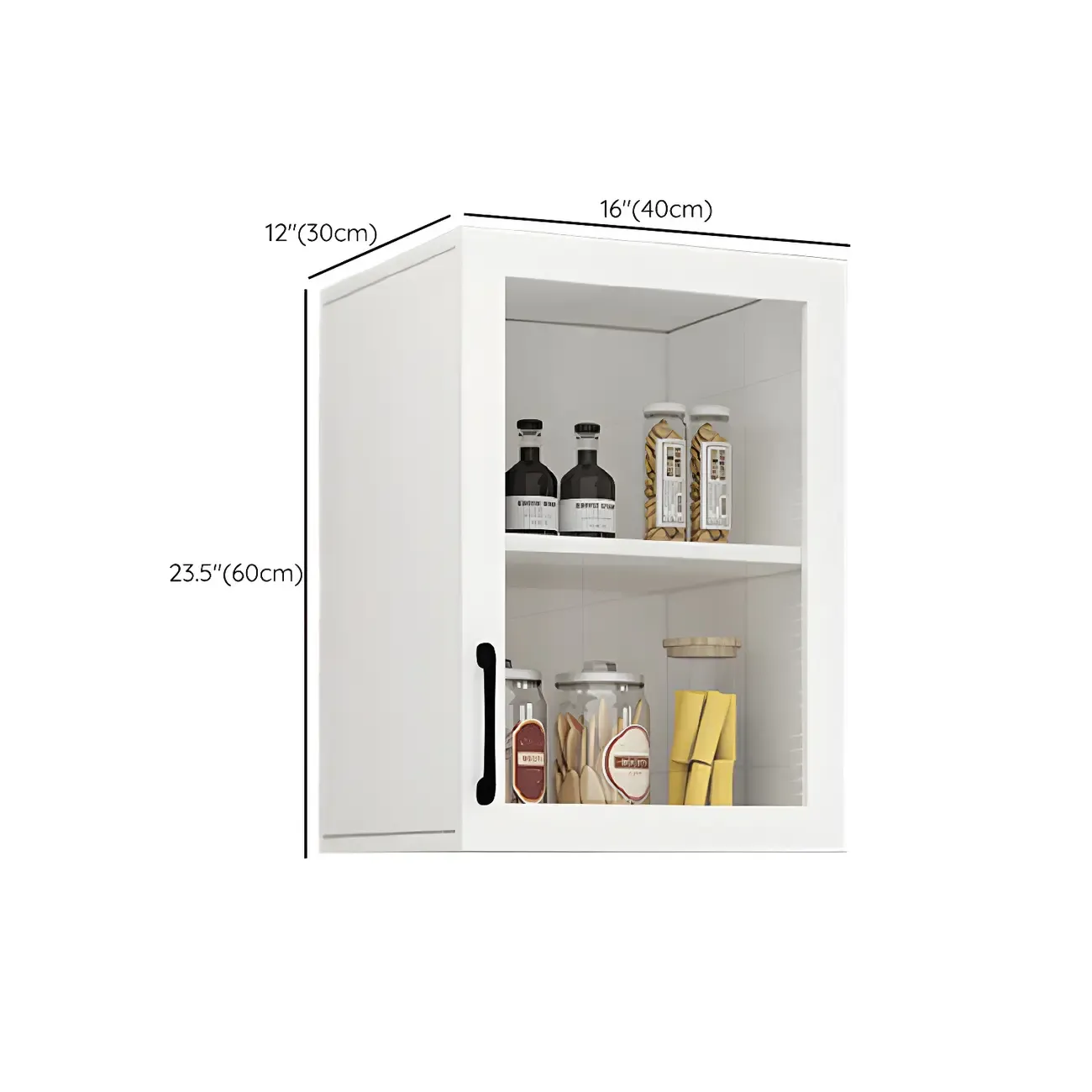 White Rectangular Wall-Mounted Wood Display Cabinet Image - 15