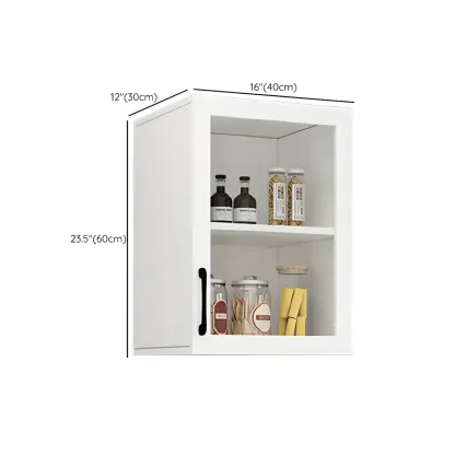 White Rectangular Wall-Mounted Wood Display Cabinet Image - 15