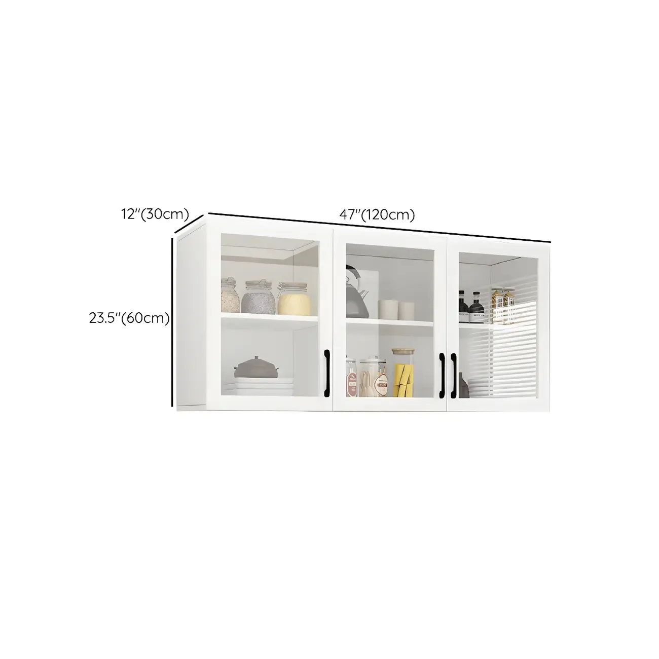 White Rectangular Wall-Mounted Wood Display Cabinet Image - 16