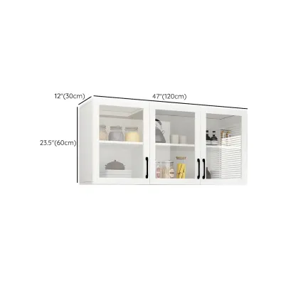 White Rectangular Wall-Mounted Wood Display Cabinet Image - 16