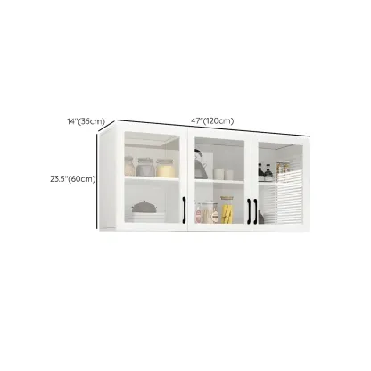 White Rectangular Wall-Mounted Wood Display Cabinet Image - 17