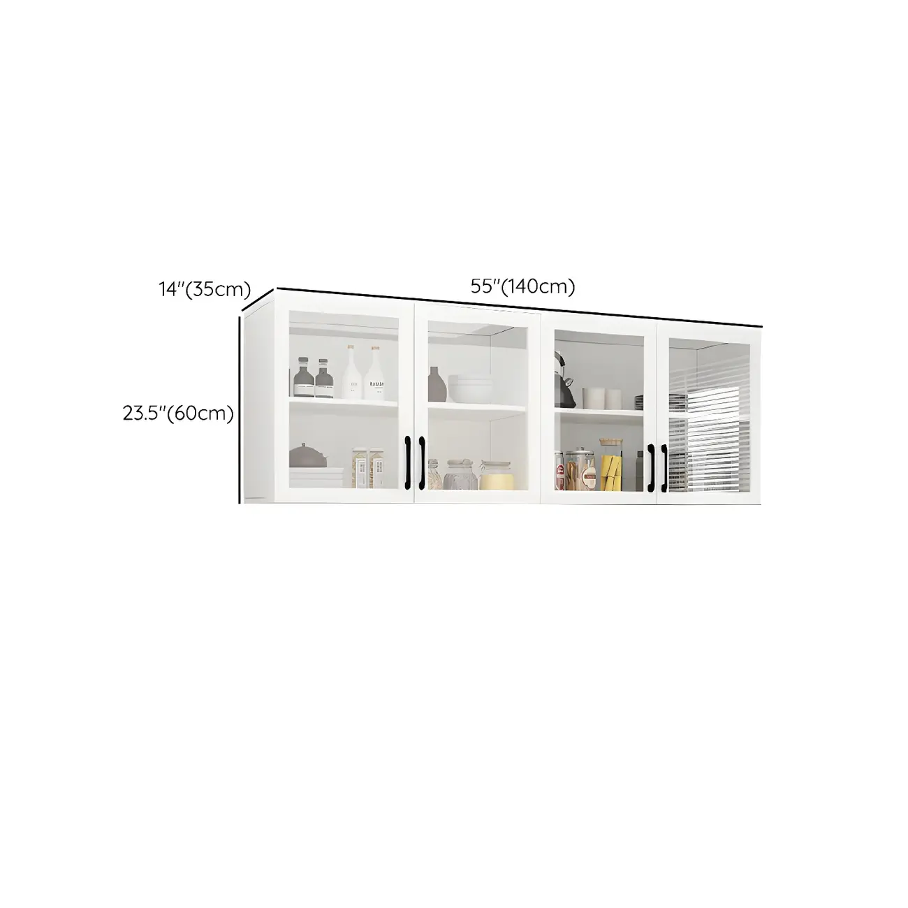 White Rectangular Wall-Mounted Wood Display Cabinet Image - 18 | homeyfad