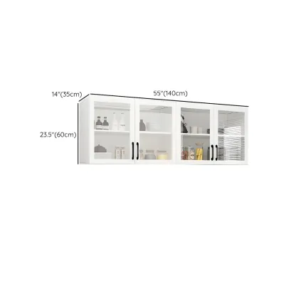 White Rectangular Wall-Mounted Wood Display Cabinet Image - 18