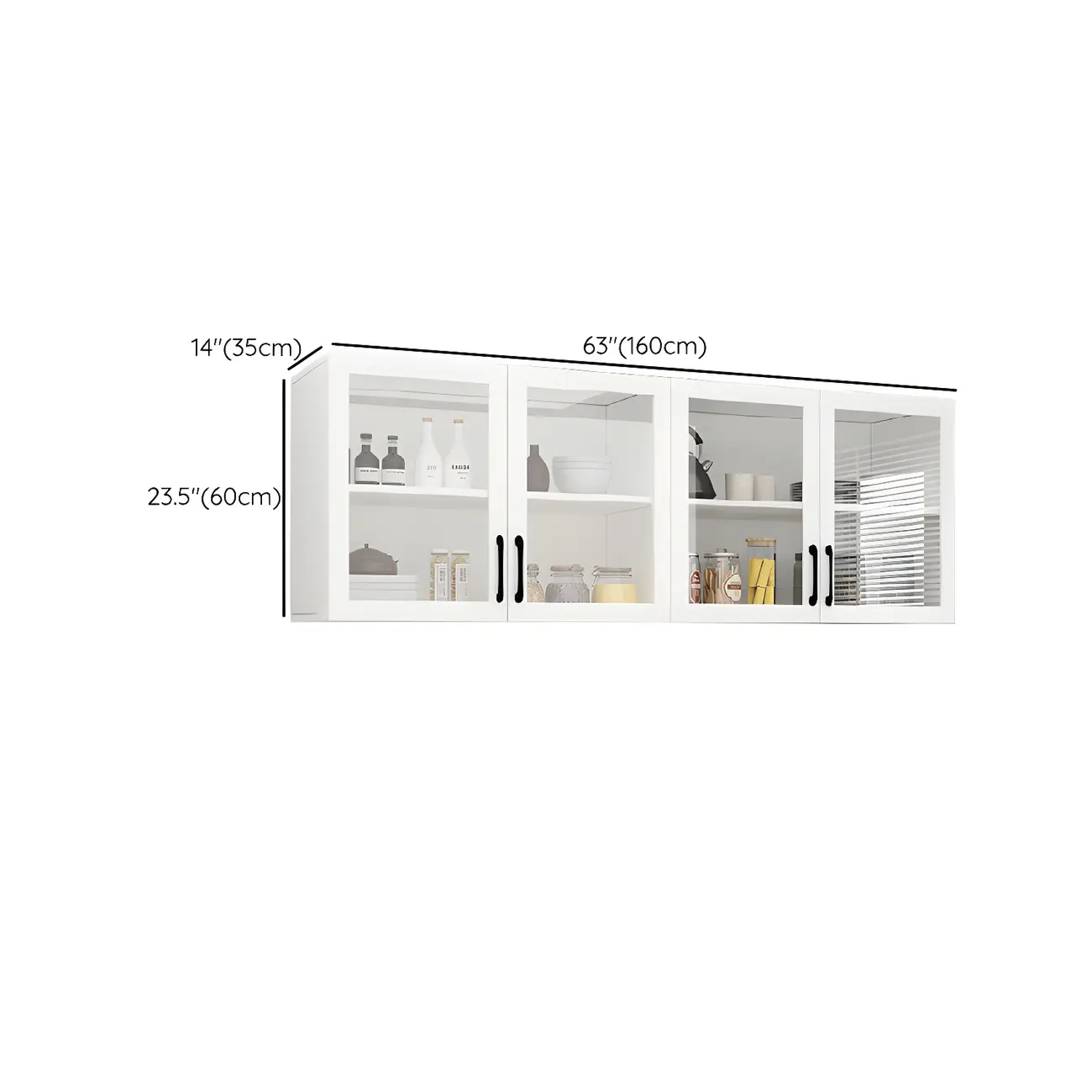 White Rectangular Wall-Mounted Wood Display Cabinet Image - 19 | homeyfad